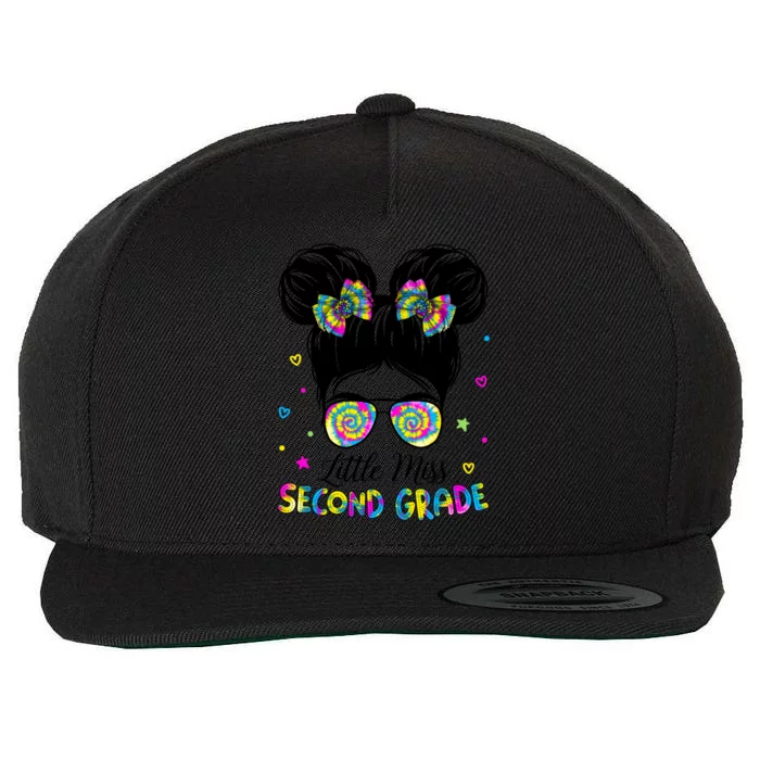 Little Miss 2Nd Grade Messy Bun Tie Dye Second Grade Gift Wool Snapback Cap