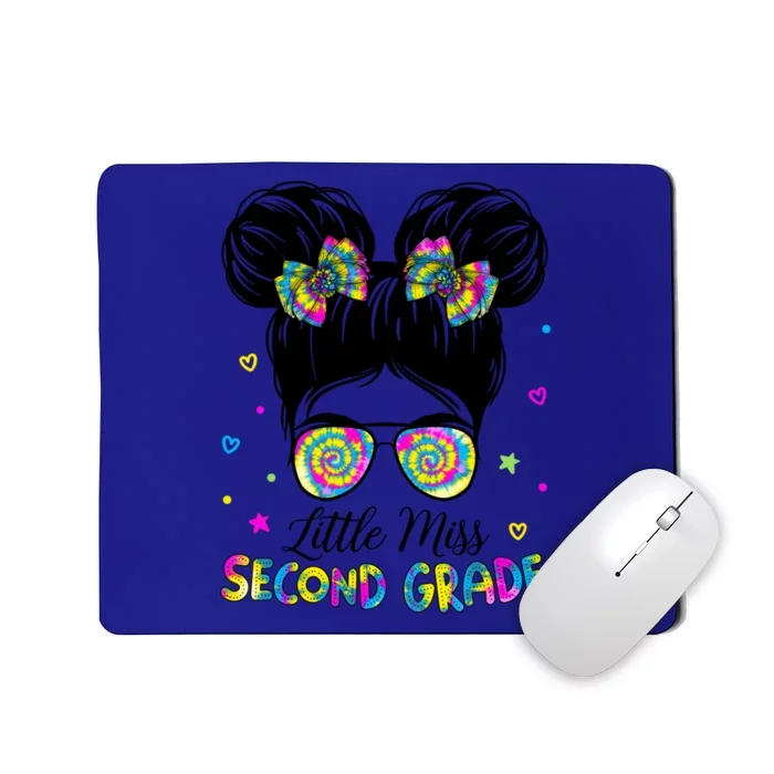 Little Miss 2Nd Grade Messy Bun Tie Dye Second Grade Gift Mousepad