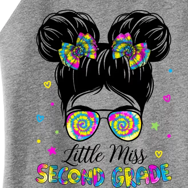 Little Miss 2Nd Grade Messy Bun Tie Dye Second Grade Gift Women’s Perfect Tri Rocker Tank