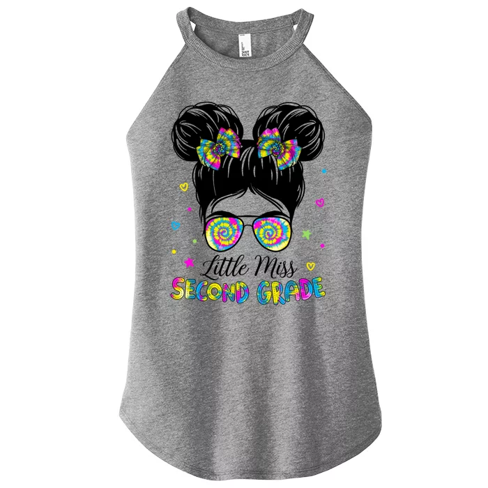 Little Miss 2Nd Grade Messy Bun Tie Dye Second Grade Gift Women’s Perfect Tri Rocker Tank