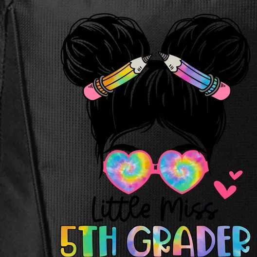 Little Miss 2Nd Grader Messy Bun Tie Dye Second Grade Gift City Backpack