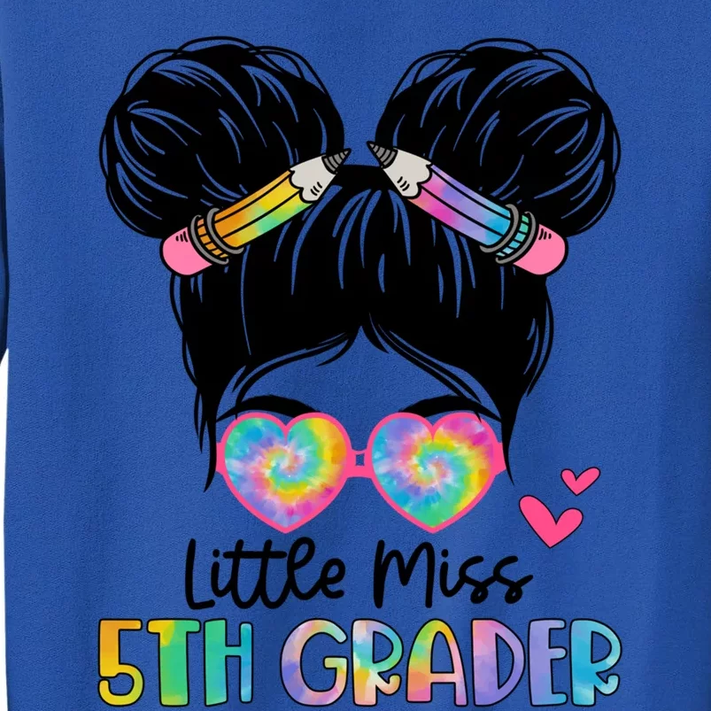 Little Miss 2Nd Grader Messy Bun Tie Dye Second Grade Gift Sweatshirt