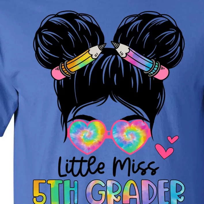 Little Miss 2Nd Grader Messy Bun Tie Dye Second Grade Gift Tall T-Shirt