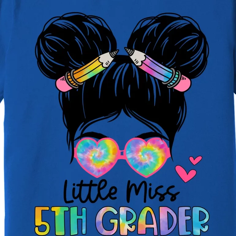 Little Miss 2Nd Grader Messy Bun Tie Dye Second Grade Gift Premium T-Shirt