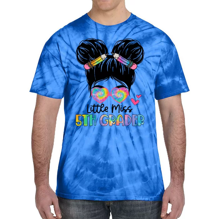 Little Miss 2Nd Grader Messy Bun Tie Dye Second Grade Gift Tie-Dye T-Shirt