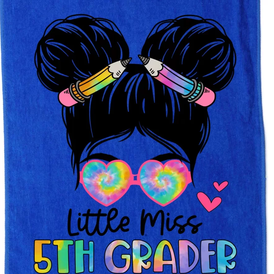 Little Miss 2Nd Grader Messy Bun Tie Dye Second Grade Gift Platinum Collection Golf Towel