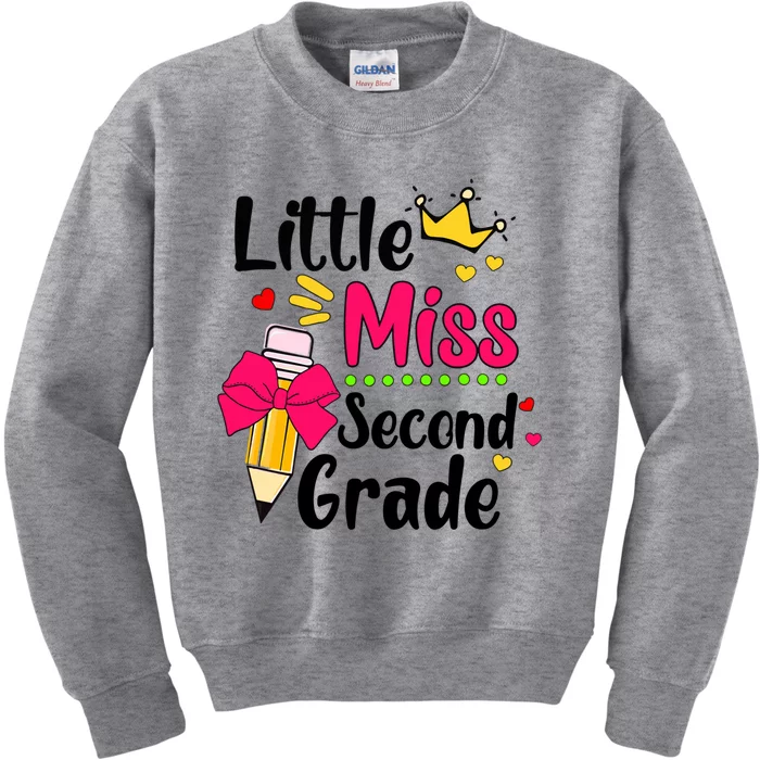 Little Miss 2Nd Grader First Day Of Hello Second Grade Cool Gift Kids Sweatshirt