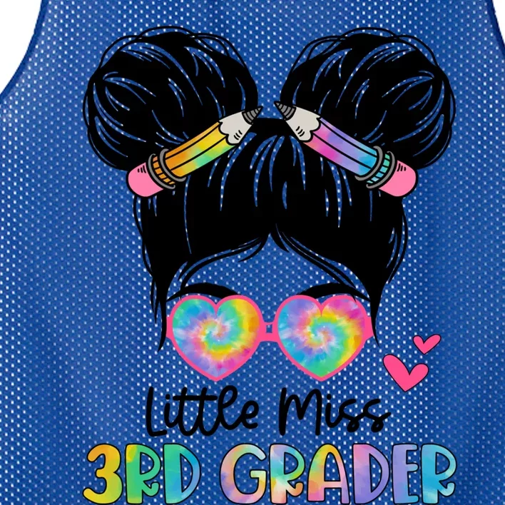 Little Miss 4Th Grader Messy Bun Tie Dye Fourth Grade Great Gift Mesh Reversible Basketball Jersey Tank