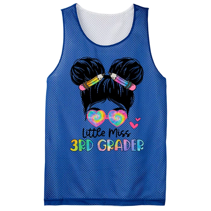 Little Miss 4Th Grader Messy Bun Tie Dye Fourth Grade Great Gift Mesh Reversible Basketball Jersey Tank