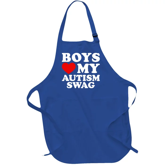 Love My Autism Swag Gift Funny Heart Autism Awareness Gift Full-Length Apron With Pocket