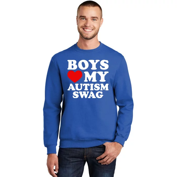 Love My Autism Swag Gift Funny Heart Autism Awareness Gift Tall Sweatshirt