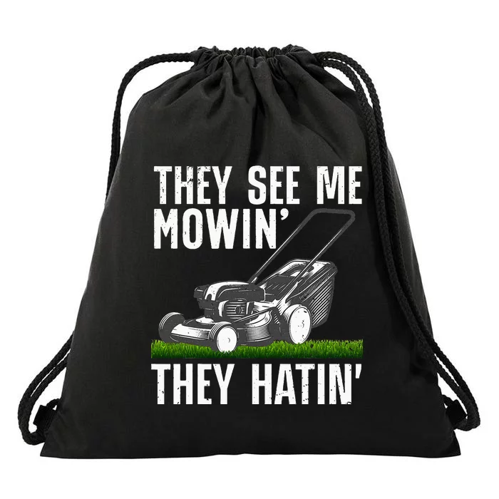 Lawn Mowing Art For Women Lawn Mower Gardener Drawstring Bag