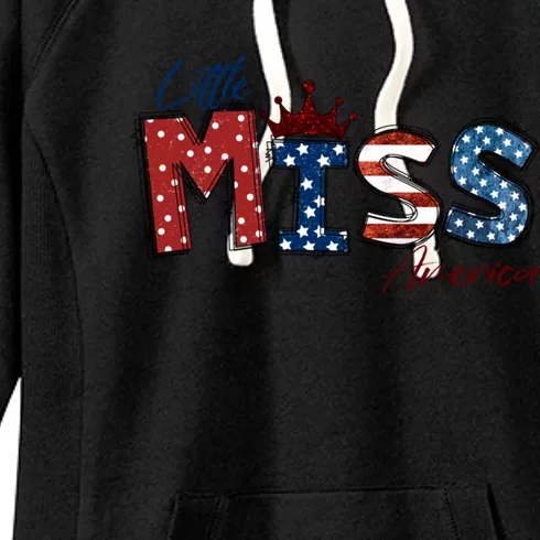 Little Miss America Great Gift American 4th Of July Graphic Cool Gift Women's Fleece Hoodie