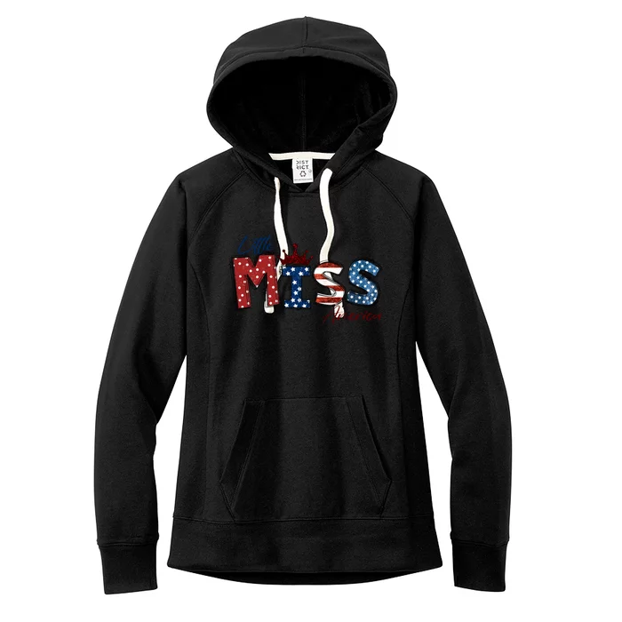 Little Miss America Great Gift American 4th Of July Graphic Cool Gift Women's Fleece Hoodie