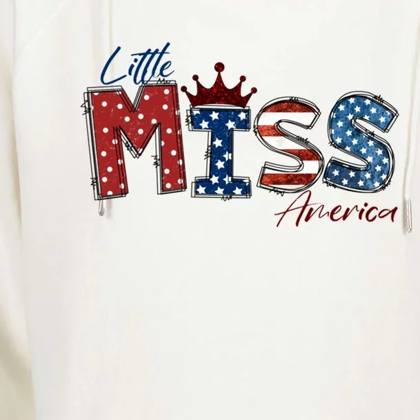 Little Miss America Great Gift American 4th Of July Graphic Cool Gift Womens Funnel Neck Pullover Hood