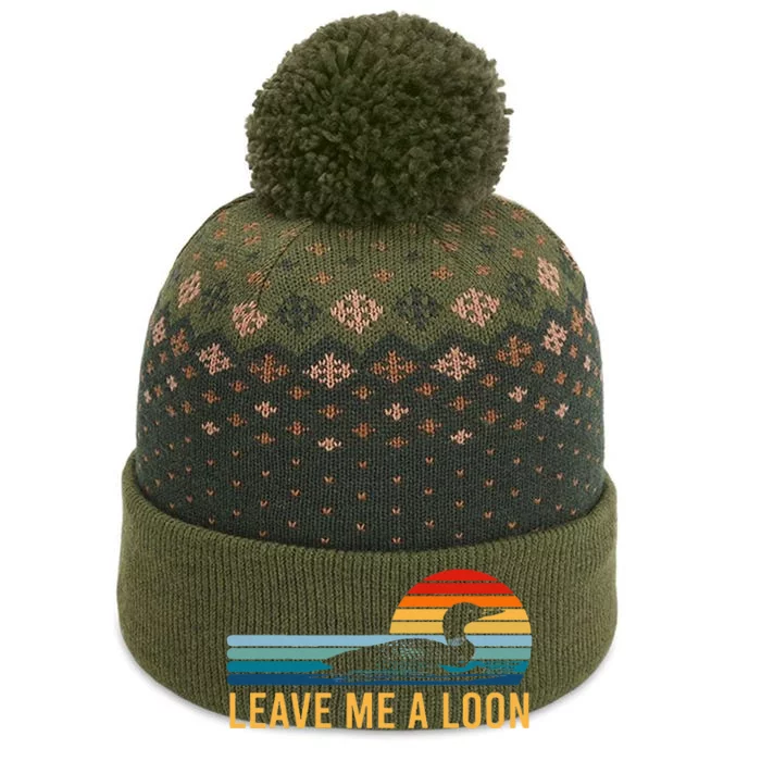 Leave Me A Loon Bird Watcher Gift Vintage Retro Sunset The Baniff Cuffed Pom Beanie