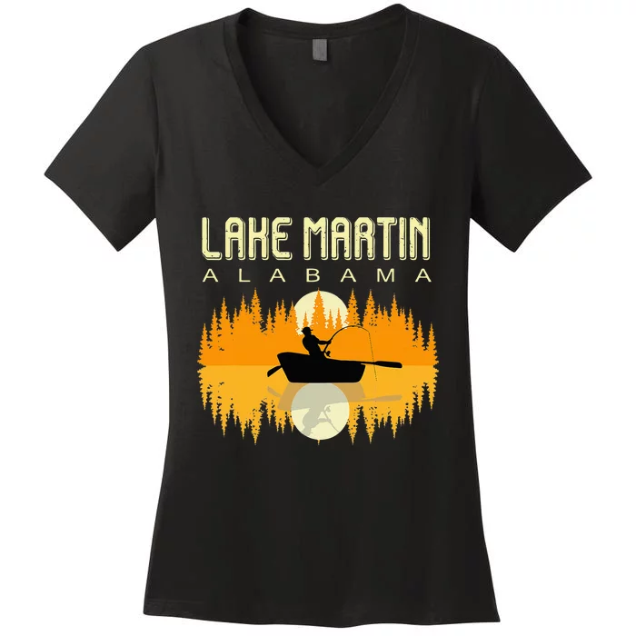 Lake Martin Alabama Usa Life And Fishing 80s Retro Gift Women's V-Neck T-Shirt