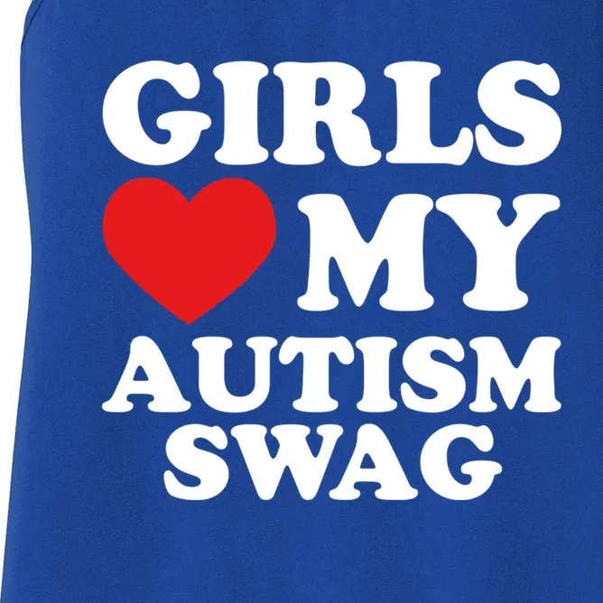 Love My Autism Swag Funny Autistic Funny Gift Awareness Gift Women's Racerback Tank