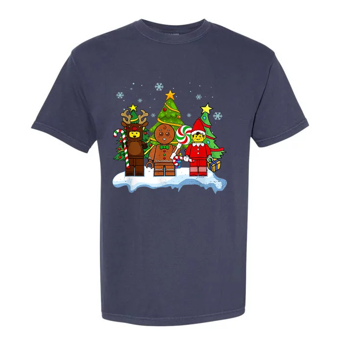 Lego Man Around The Christmas Kids Toddler Family Matching Garment-Dyed Heavyweight T-Shirt