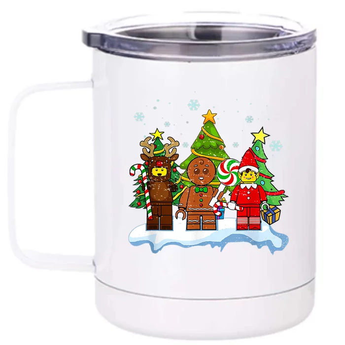 Lego Man Around The Christmas Kids Toddler Family Matching Front & Back 12oz Stainless Steel Tumbler Cup