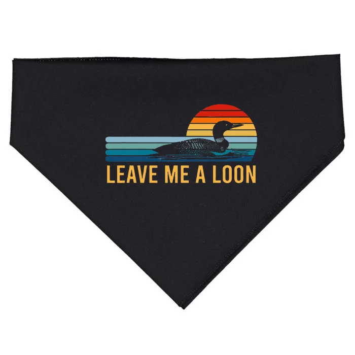 Leave Me A Loon Bird Watcher Gift Vintage Retro Sunset USA-Made Doggie Bandana