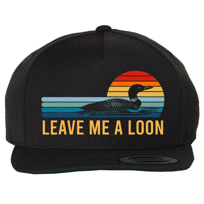 Leave Me A Loon Bird Watcher Gift Vintage Retro Sunset Wool Snapback Cap