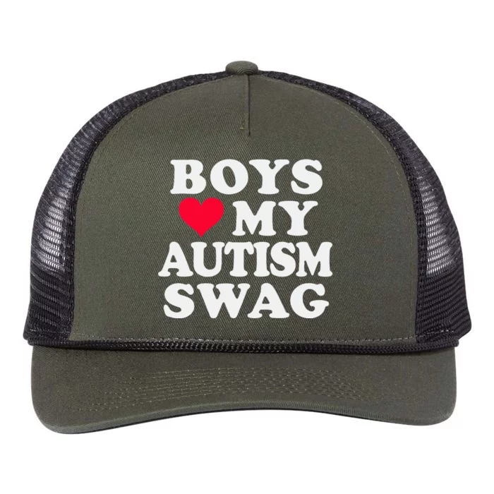 Love My Autism Swag Funny Autistic Girl Awareness Retro Rope Trucker Hat Cap