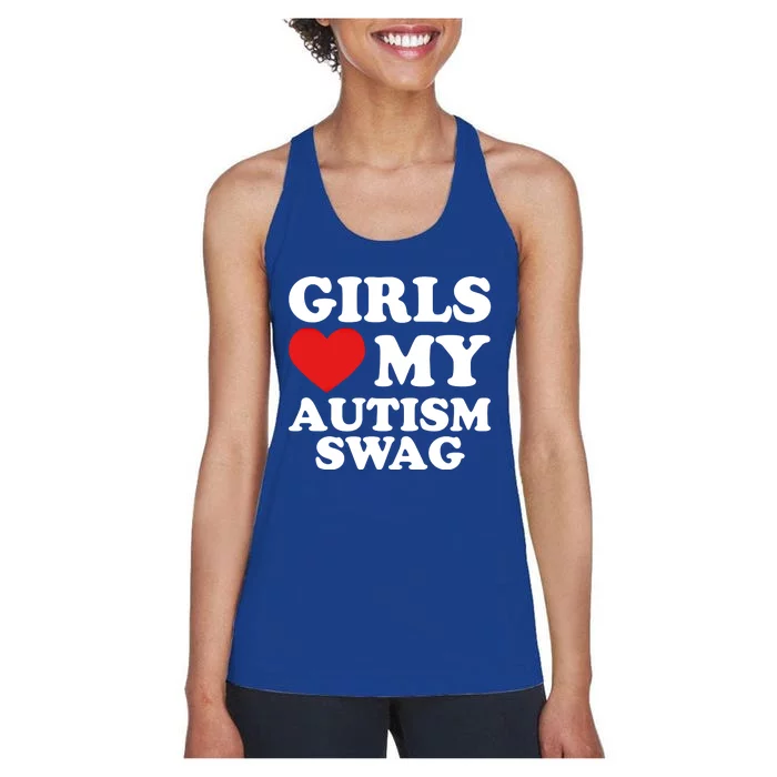 Love My Autism Swag Funny Autistic Funny Gift Awareness Great Gift Women's Racerback Tank