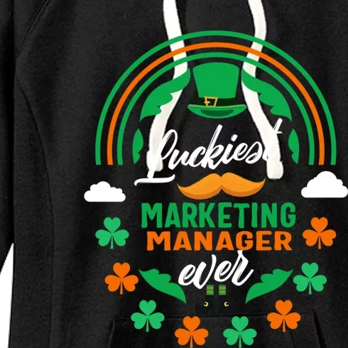 Luckiest Marketing Ager Ever Shamrock Top Hat St Patricks Gift Women's Fleece Hoodie