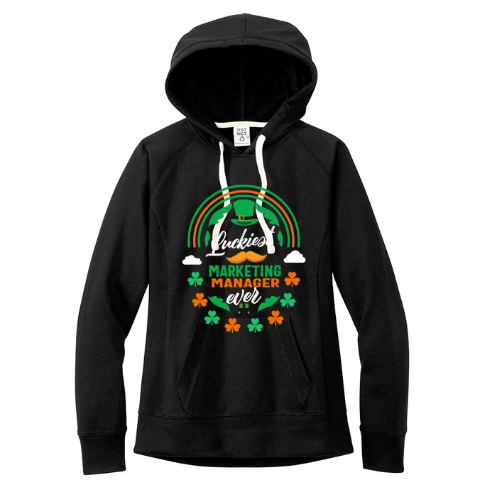 Luckiest Marketing Ager Ever Shamrock Top Hat St Patricks Gift Women's Fleece Hoodie