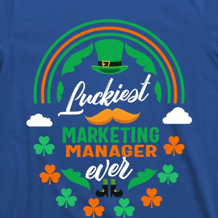 Luckiest Marketing Ager Ever Shamrock Top Hat St Patricks Gift T-Shirt