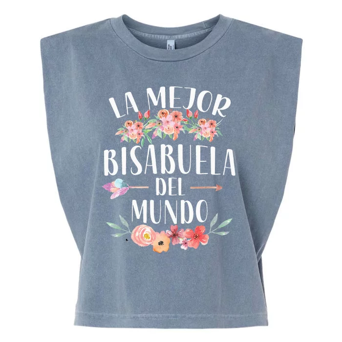 La Mejor Bisabuela Del Mundo Spanish Great Grandma Floral Garment-Dyed Women's Muscle Tee