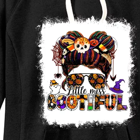 Little Miss Bootiful Messy Bun Beautiful Halloween Cute Meaningful Gift Women's Fleece Hoodie