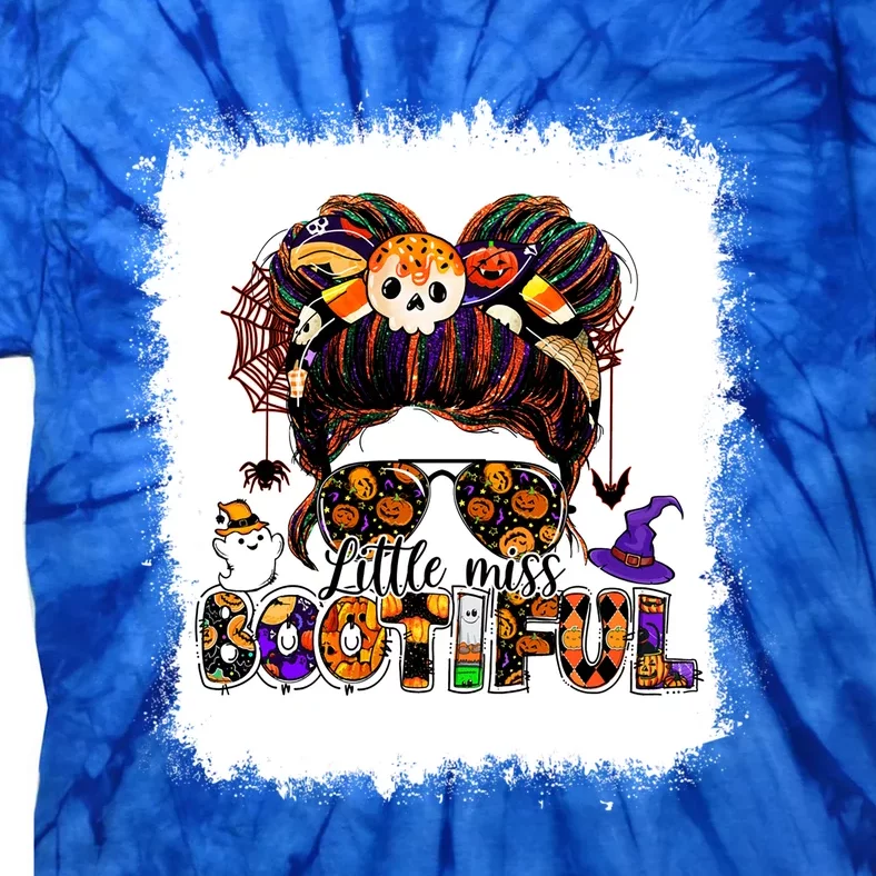 Little Miss Bootiful Messy Bun Beautiful Halloween Cute Meaningful Gift Tie-Dye T-Shirt