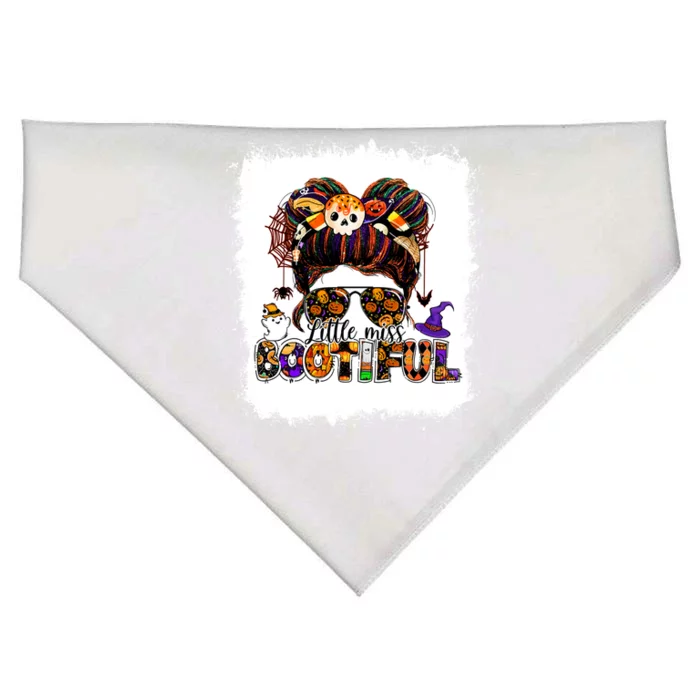 Little Miss Bootiful Messy Bun Beautiful Halloween Cute Meaningful Gift USA-Made Doggie Bandana