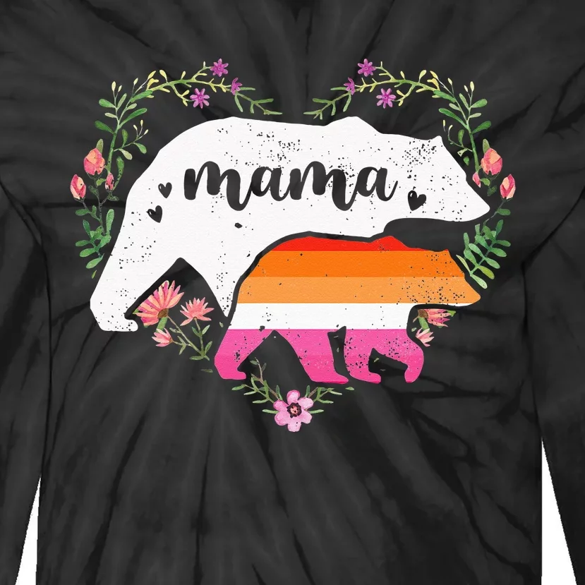 LGBTQ Mama Bear Lesbian Pride Equal Rights Rainbow Tie-Dye Long Sleeve Shirt