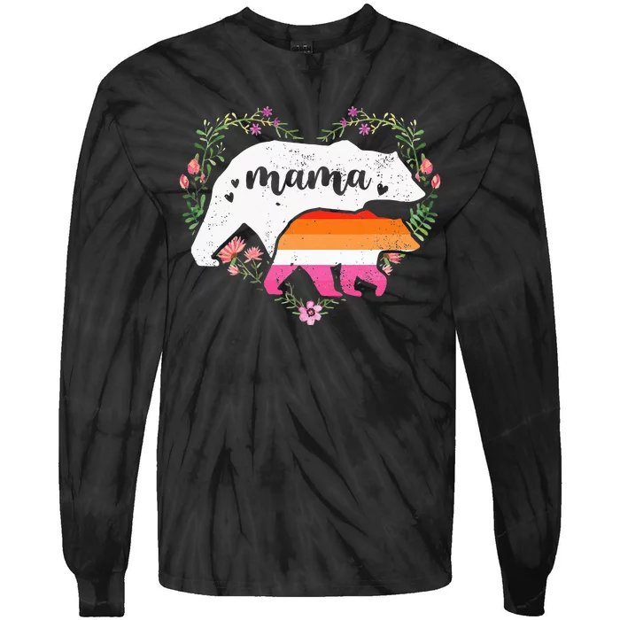 LGBTQ Mama Bear Lesbian Pride Equal Rights Rainbow Tie-Dye Long Sleeve Shirt