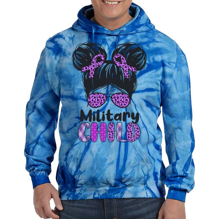 Leopard Messy Bun Military Military Month Gift Tie Dye Hoodie