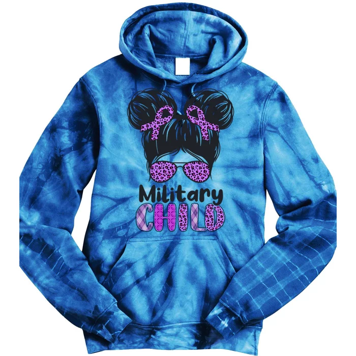 Leopard Messy Bun Military Military Month Gift Tie Dye Hoodie