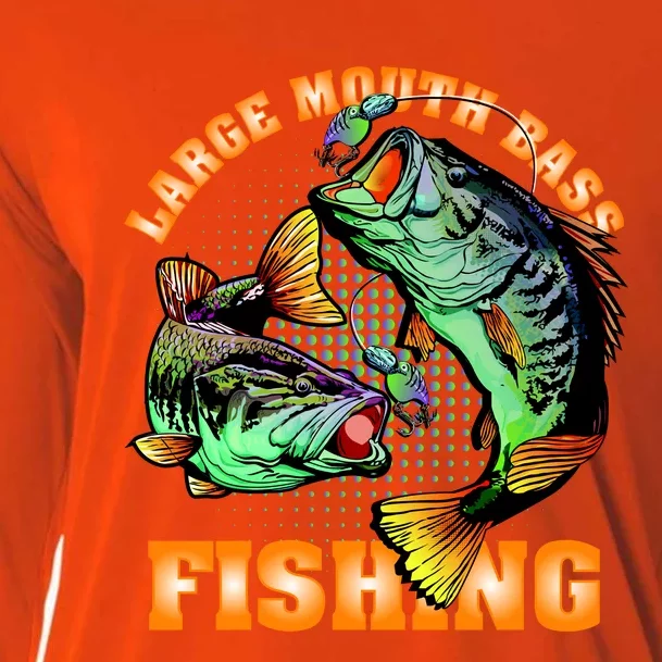 Large Mouth Bass In Action Fishing Cooling Performance Long Sleeve Crew