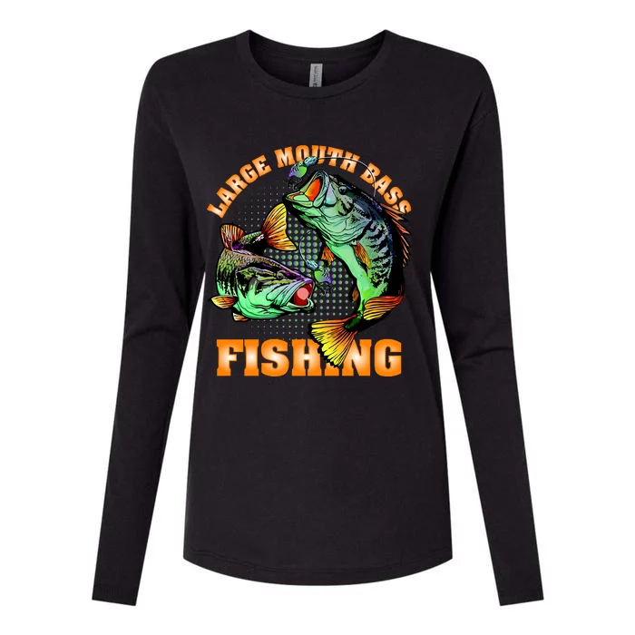 Large Mouth Bass In Action Fishing Womens Cotton Relaxed Long Sleeve T-Shirt