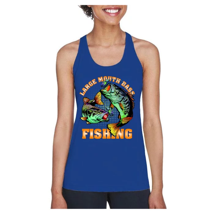 Large Mouth Bass In Action Fishing Women's Racerback Tank