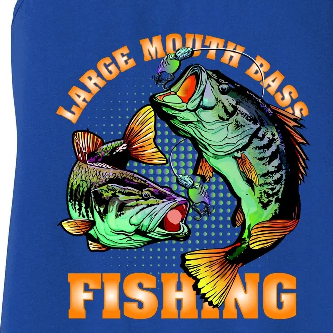 Large Mouth Bass In Action Fishing Women's Racerback Tank