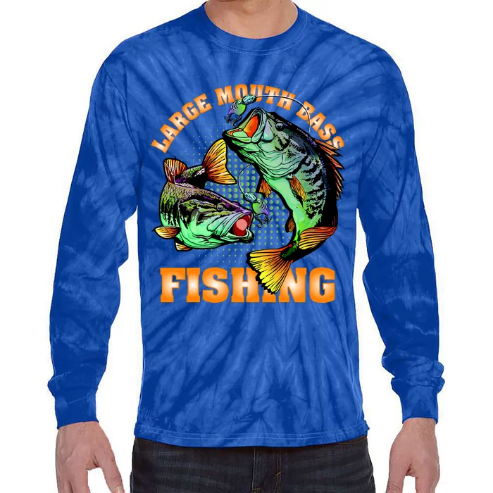 Large Mouth Bass In Action Fishing Tie-Dye Long Sleeve Shirt