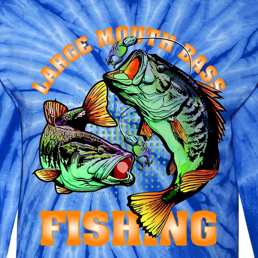 Large Mouth Bass In Action Fishing Tie-Dye Long Sleeve Shirt