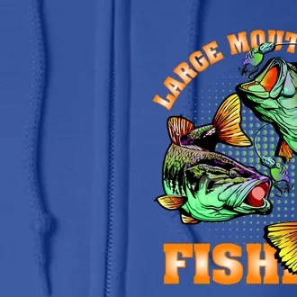 Large Mouth Bass In Action Fishing Full Zip Hoodie