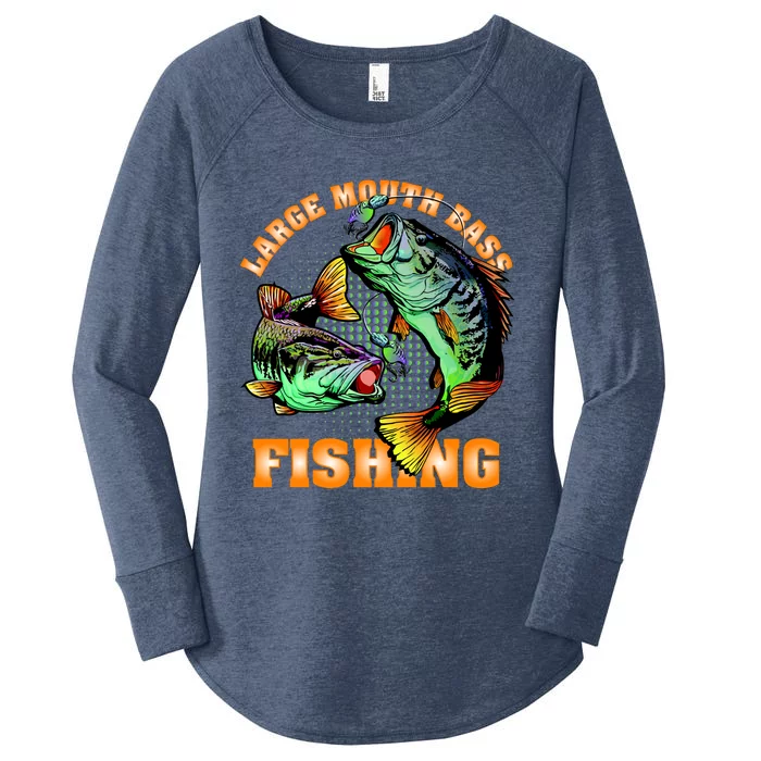 Large Mouth Bass in Action Fishing Women's Perfect Tri Tunic Long Sleeve Shirt