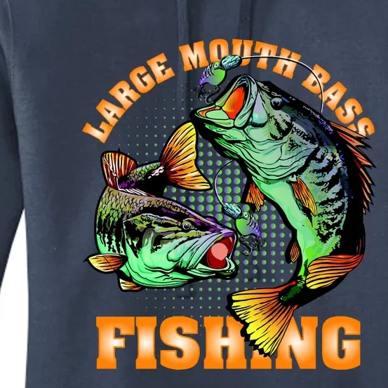 Large Mouth Bass In Action Fishing Women's Pullover Hoodie