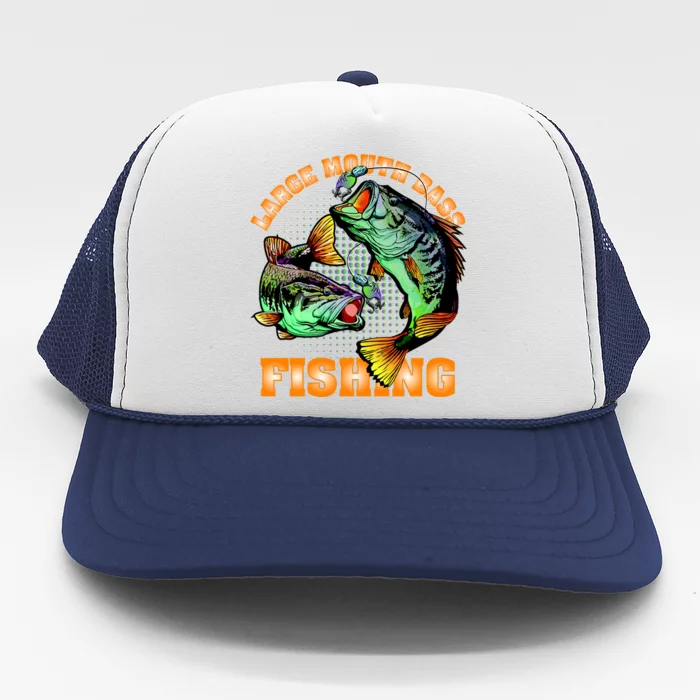 Large Mouth Bass In Action Fishing Trucker Hat