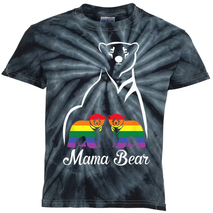 LGBT Mama Bear Pride Mom Rainbow Kids Tie-Dye T-Shirt